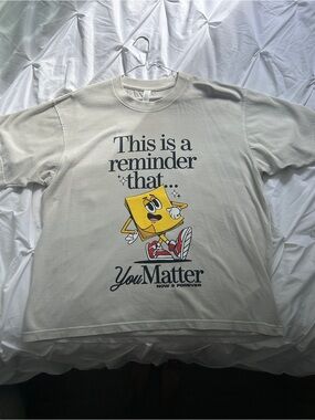 You Matter Graphic Tee Stone Light Gray Yellow Cartoon L T Shirt